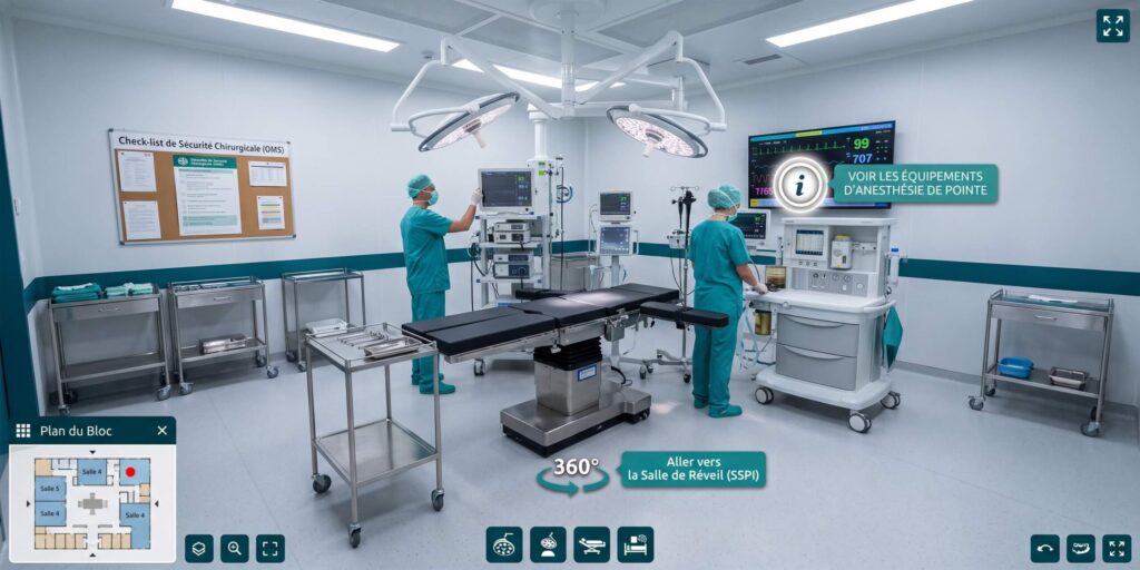 Salle d'opération d'une clinique en visite virtuelle 360°